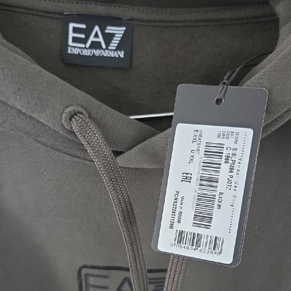NWT Emporio Armani Olive Green EA7 Pullover Hoodie - Picture 4 of 7